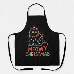 Tablier Meowy Noël Xmas Lumières Pyjama Chat Noir