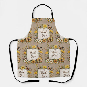 Tablier Merci fleurs sauvages attirés à la main, tiges de