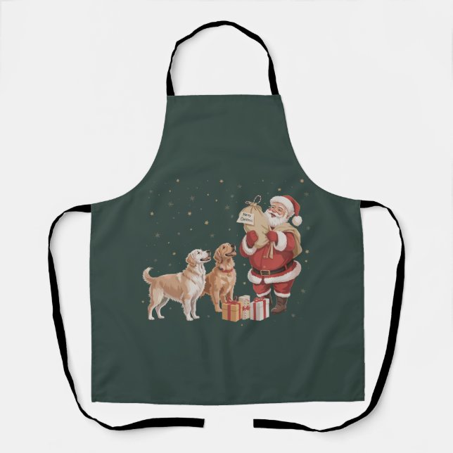 Tablier Mère de chien de Noël Saint-Nicolas Retriever doré (Recto)