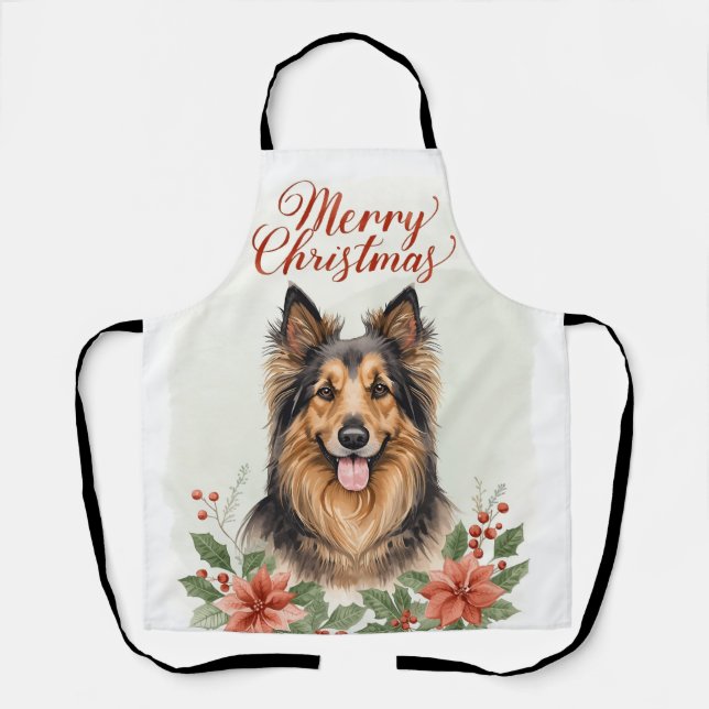 Tablier Merry Christmas Dog Festive Holiday Kitchen Apron (Recto)