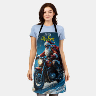 Tablier Merry Christmas Santa Clause On Motorcycle