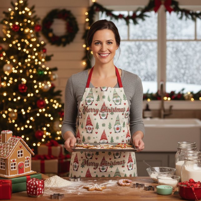Tablier Merry Christmas Scandinavian Gnome Apron (Créateur téléchargé)