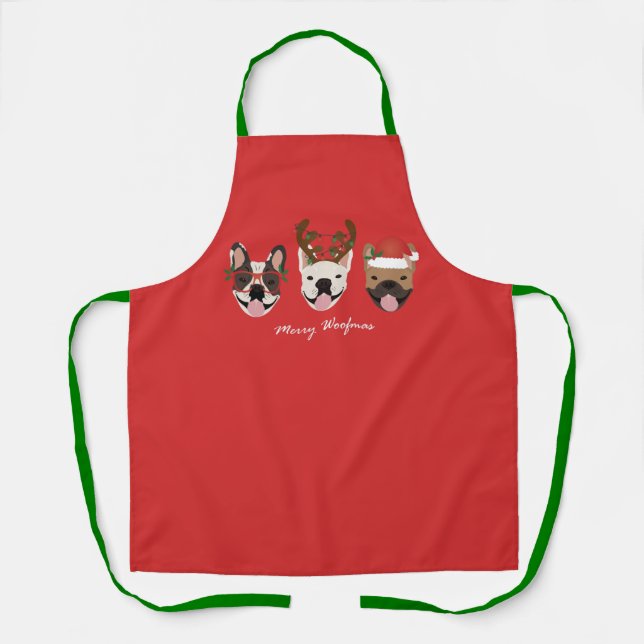 Tablier Merry Woofmas Têtes de Noël (Recto)