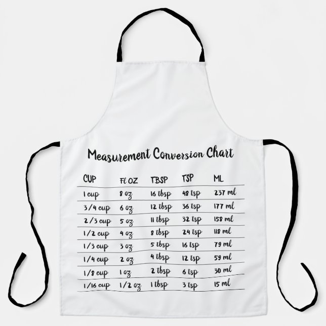 Tablier Mesure de conversion de cuisson et de pâtisserie (Recto)