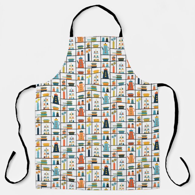 Tablier Mi-siècle Moderne Rétro Élégants Tablettes De Cuis (Recto)