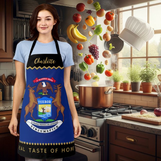 Tablier Michigan Chefs Apron, États-Unis, drapeau du Michi (Michigan Chefs Apron / patriotic, name)