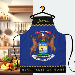 Tablier Michigan Drapeau Chefs Apron, Michigan Apron