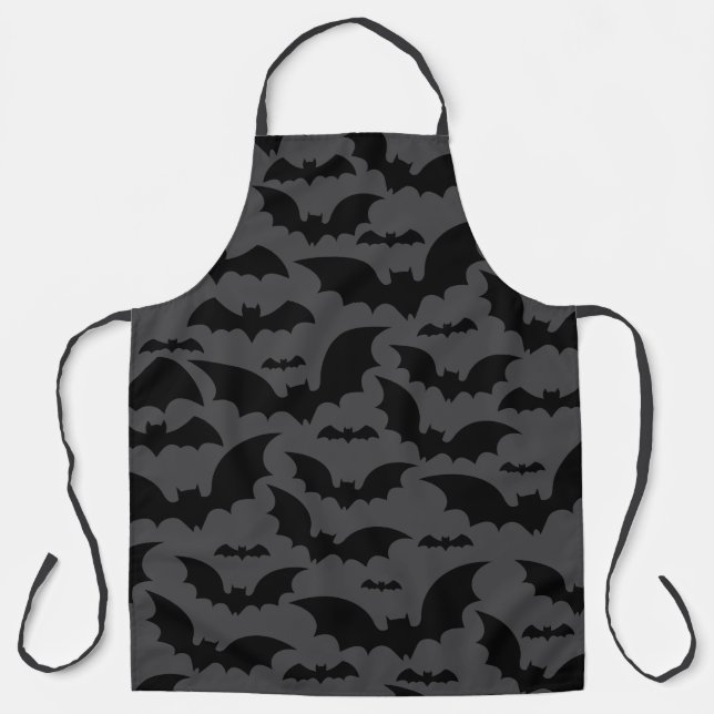 Tablier Midnight Bat Swarm Apron – Dark Grey & Black (Recto)