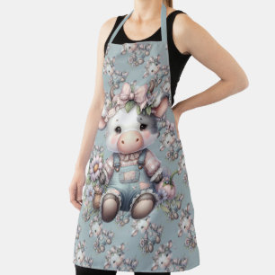 Tablier Mignon bébé vache pastel en salopette avec des fle