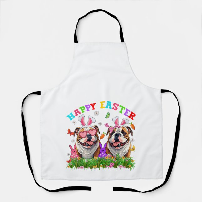 Tablier Mignon chien bouledogue anglais et oreilles de lap (Recto)