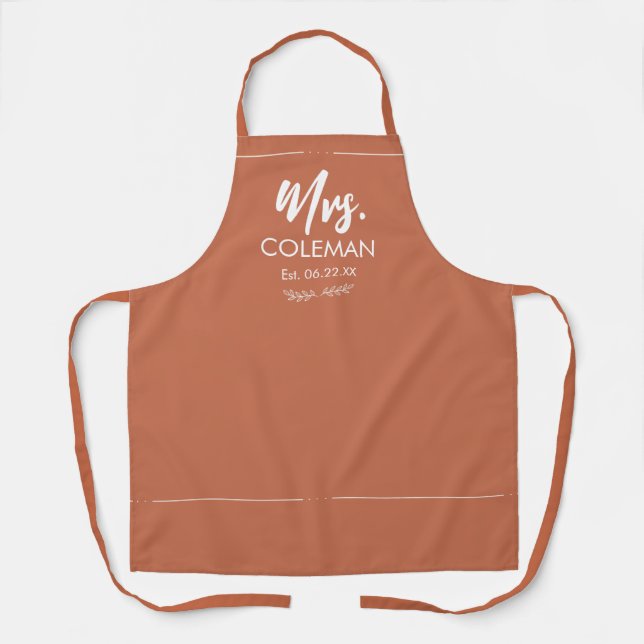 Tablier mignon de Mme tout juste mariée avec date  (Recto)