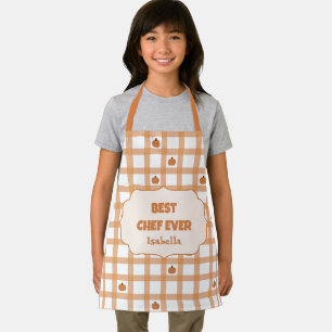 Tablier Mignon Gingham de Citrouille Meilleur Chef Ever