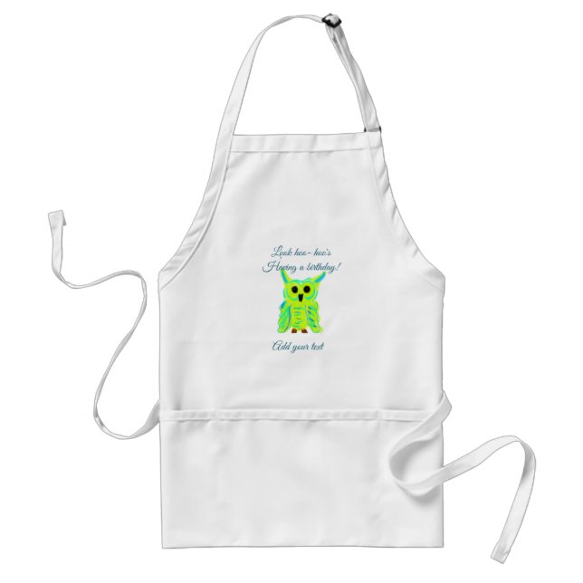 Tablier Mignon hibou pastel bleu vert pun ajouter du texte (Devant)