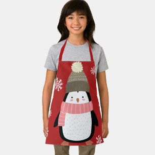 Tablier Mignon Manchot de Dessin Animé Flocons de Neige No