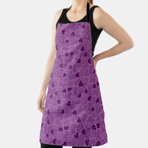 Tablier Mignon motif de méduse fait main sur fond violet