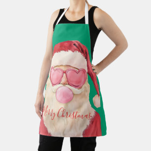 Tablier Mignon Père Noël Lunettes de cœur Art de Noël