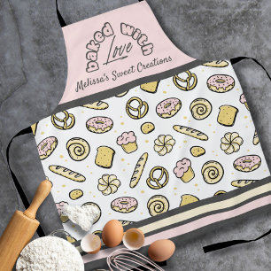 Tablier Mignon Rose Jaune Cuisiné Avec Amour