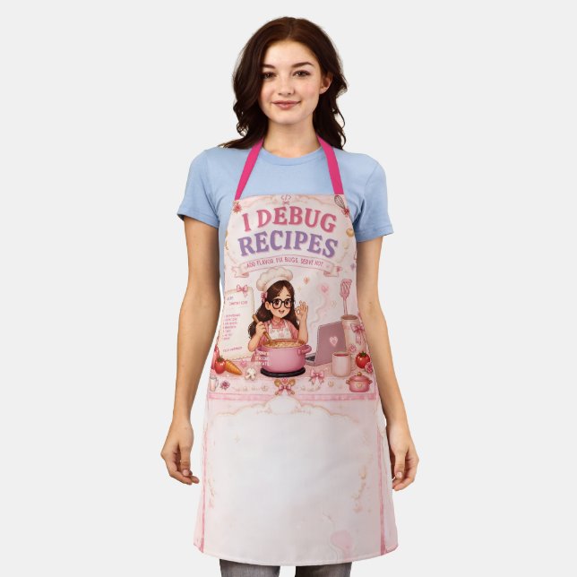 Tablier Mignon Rose Je Débogue Recettes Programmeur (Porté)