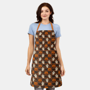 Tablier Mignonne, en vichy halloween fantôme chauves-souri