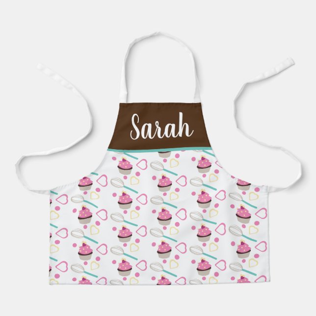 Tablier Mignonne Fouet Rose Chocolat Cupcake Enfants (Recto)