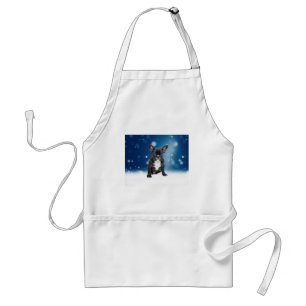 Tablier Mignonne French Bulldog Etoiles de neige Bleu Noël