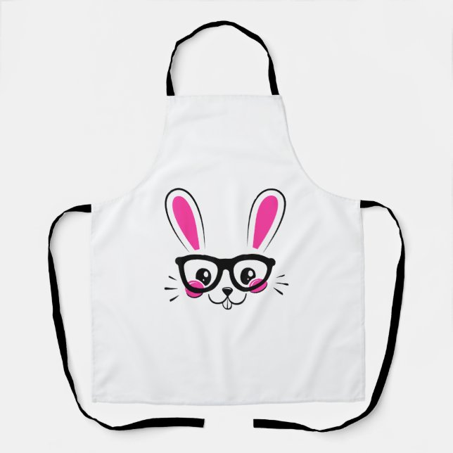 Tablier Mignonne Lapin Face Lapin De Pâques Drôle Lapin Fi (Recto)