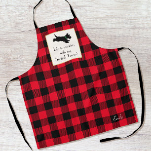 Tablier Mignonne Scottie Chien Buffalo Plaid Rouge