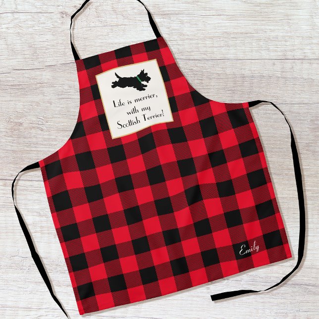 Tablier Mignonne Scottie Chien Buffalo Plaid Rouge (Créateur téléchargé)