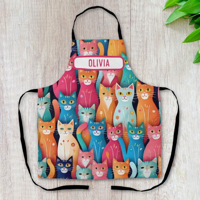 Tablier Mignons chatons fantaisistes colorés personnalisés (Créateur téléchargé)