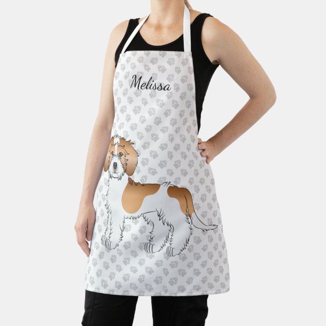 Tablier Mini Goldendoodle couleur abricot parti et nom (Insitu)