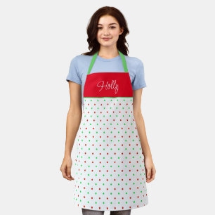 Tablier Mini Pois d'aquarelle rouge et verte