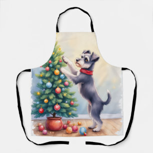 Tablier Miniature Schnauzer Décorant l'Arbre de Noël Chien