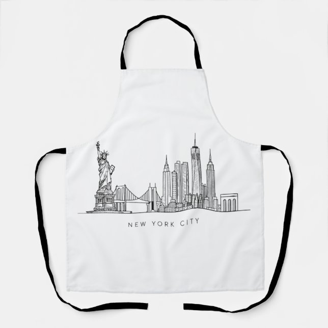 Tablier Minimalist New York City Skyline Line Art (Recto)