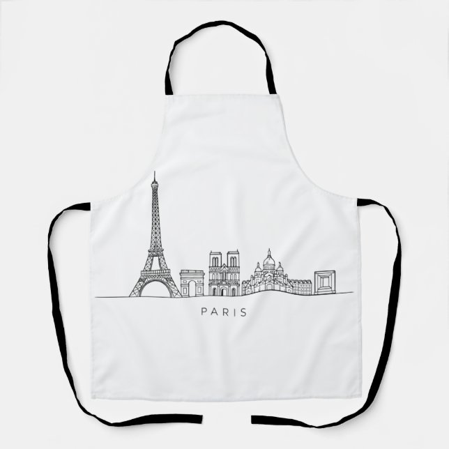 Tablier Minimalist Paris Skyline Line Art (Recto)