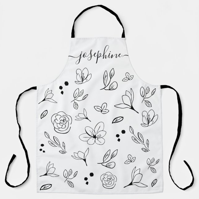Tablier Minimaliste Élégant floral Personnalisé (Recto)