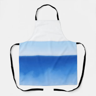 Tablier Minimaliste Océan Horizon Bleu Aquarelle Sérénité