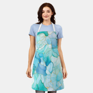 Tablier Mint Aqua Pearl Marbre or