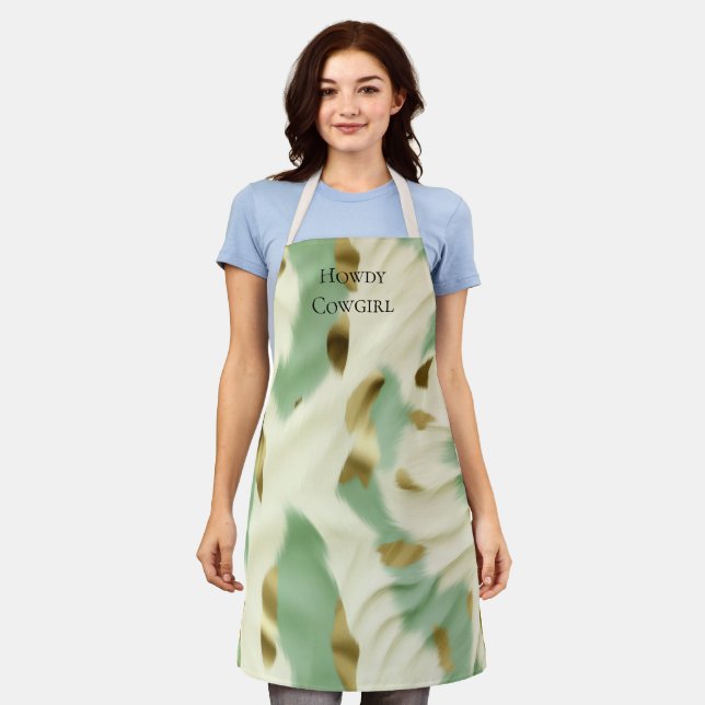 Tablier Mint Green Cream Gold Cowhide (Porté)