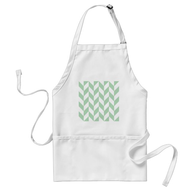 Tablier Mint Green Herringbone Pattern (Devant)