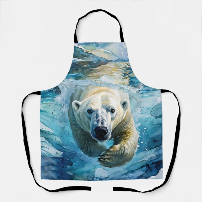 Tablier Mirage arctique : Le Monarque de la natation (Recto)