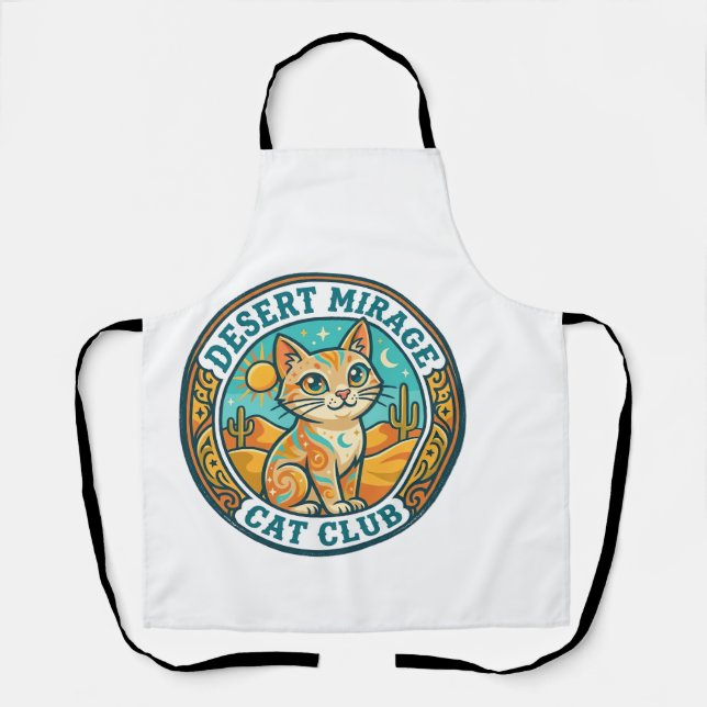 Tablier Mirage du désert Chat Idée cadeau pour maman de ch (Recto)