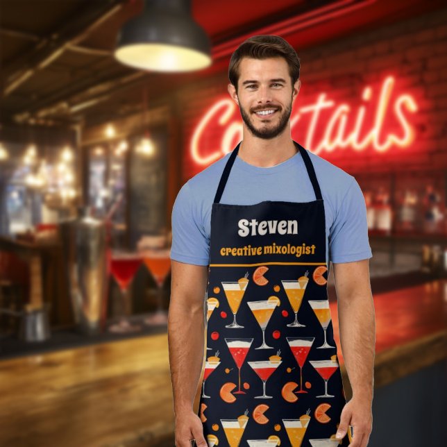 Tablier Mixologue de l'heure vintage du cocktail (Créateur téléchargé)