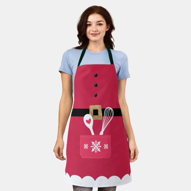 Tablier Mme Claus Apron Fake Pocket Avec Cuillère Et Whisk (Porté)