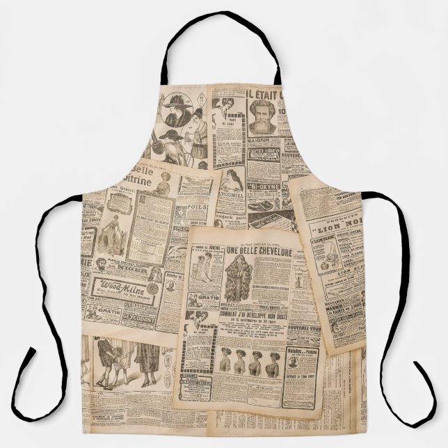 Tablier Mode antique : Pages publicitaires de journaux (Recto)