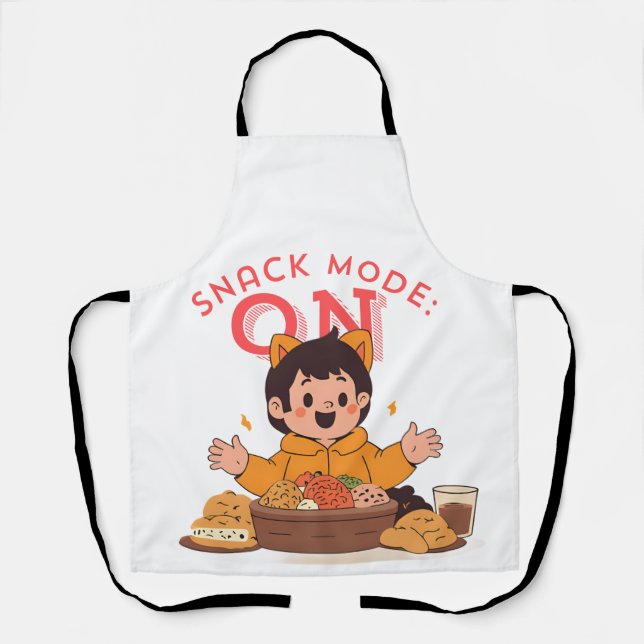 Tablier Mode Snack : ON - Caractère de dessin mignon avec  (Recto)