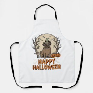 Tablier Modèle de chemise vintage Halloween Pug Chapeau de