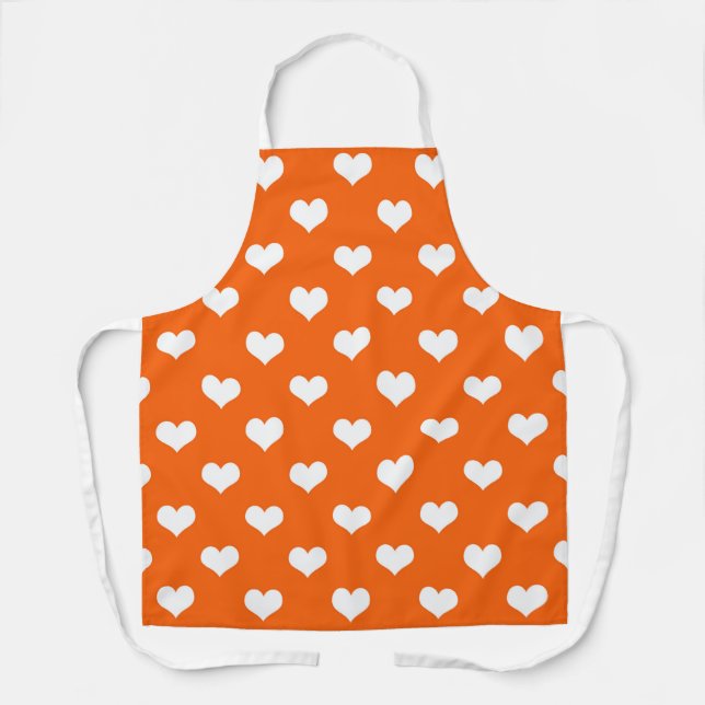 Tablier Modèle de coeurs charmants orange et blanc  (Recto)