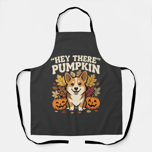 Tablier Modèle de Corgi Halloween Hey There Pumpkin (Recto)