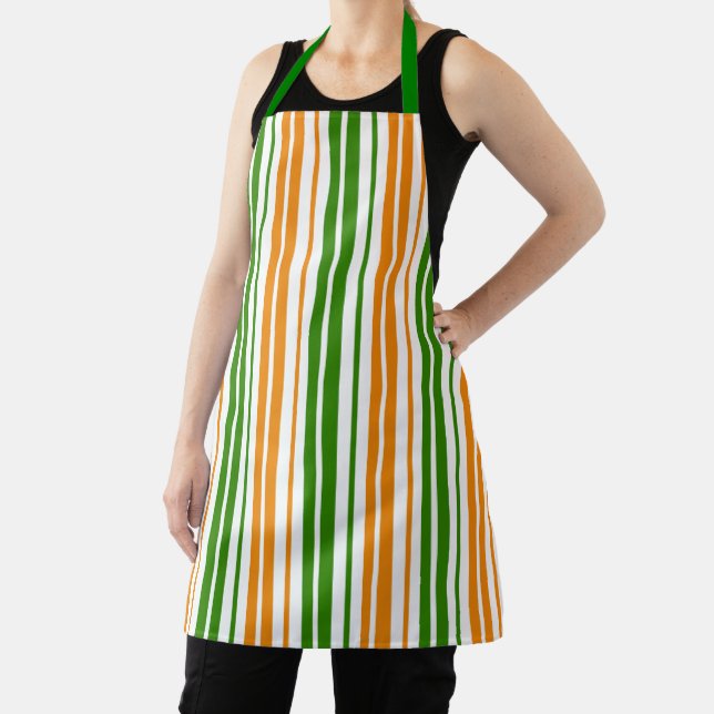 Tablier Modèle de rayures verticales orange vert blanc   (Insitu)