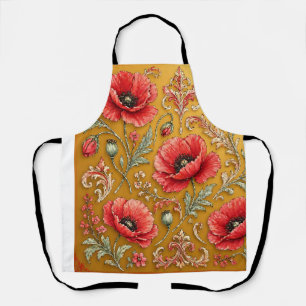 Tablier Modèle fleur de pavot doré